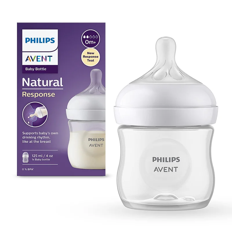 شیشه شیر طلقی ۱۲۵ میل با سرشیشه شماره 3 نچرال فیلیپس اونت philips avent