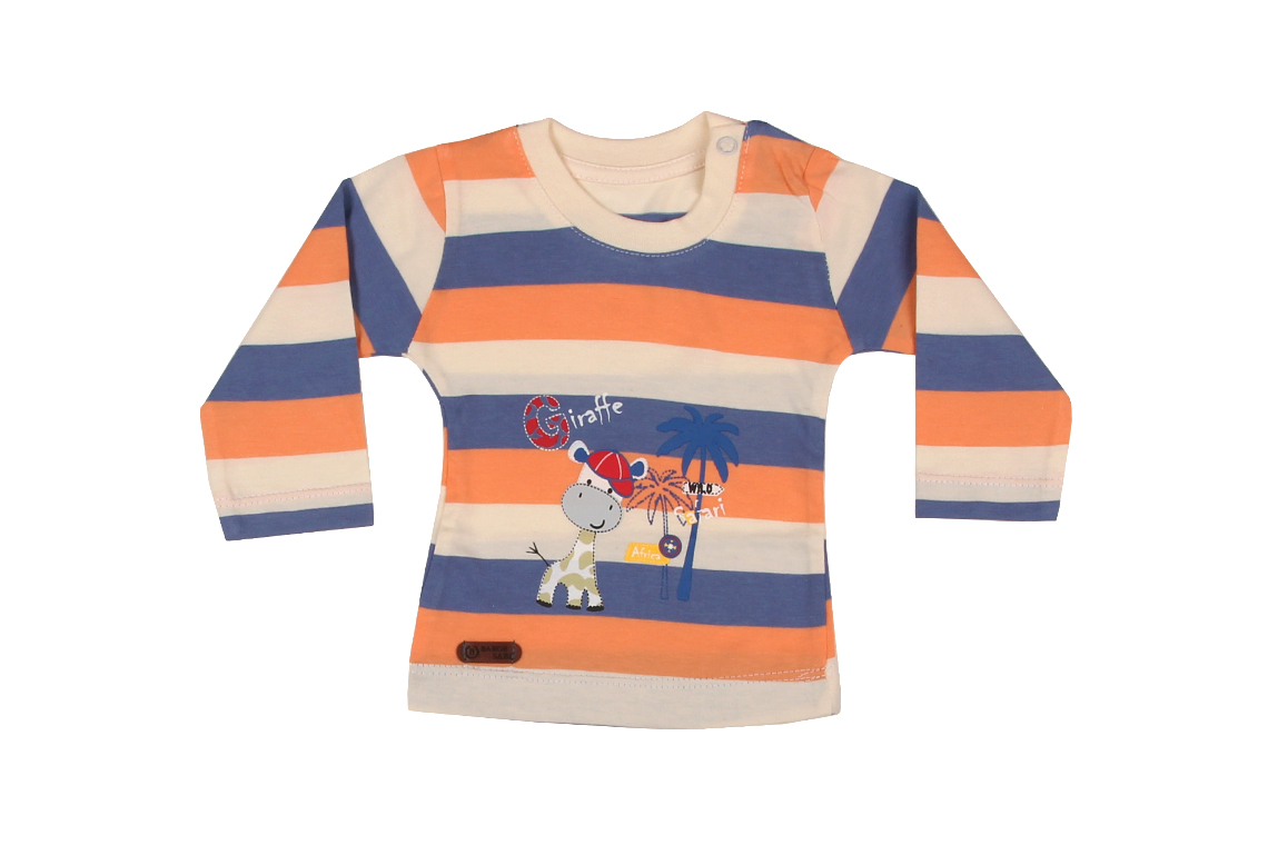 آستین بلند طرح راه راه زرافه پسرانه لباس خانگی برند تیک تاک برگ سبز(آشور)