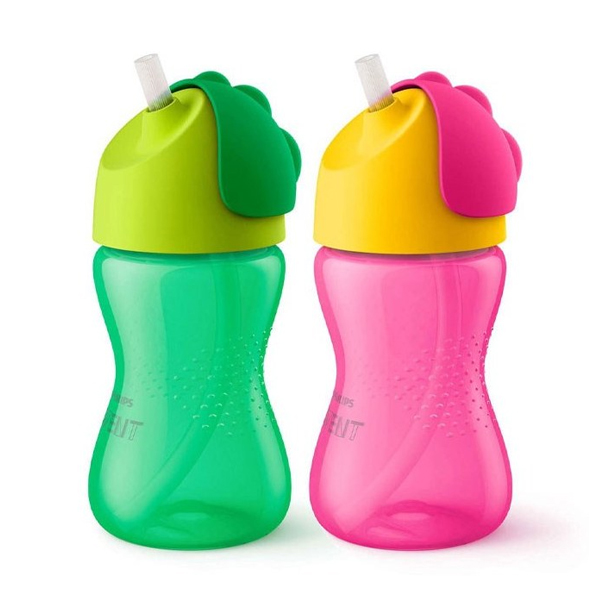 لیوان نی دار ضد چکه 300 میلی لیتر فیلیپس اونت philips avent رنگ قرمز و سبز