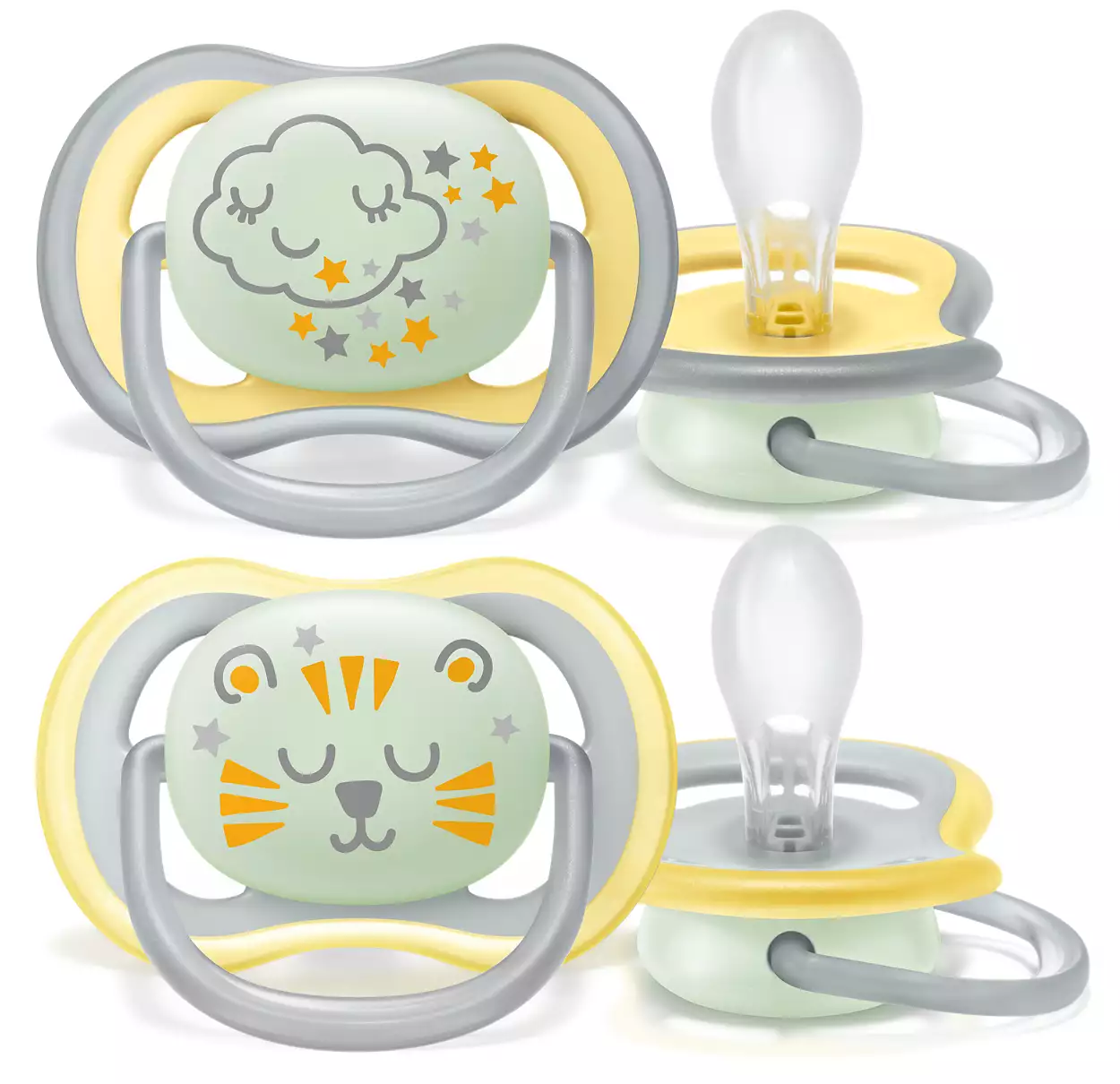 پستانک ارتودنسی دونه ای شبرنگی بادامی مثبت ۱۸ ماهگی فیلیپس اونت philips avent کد scf376/01