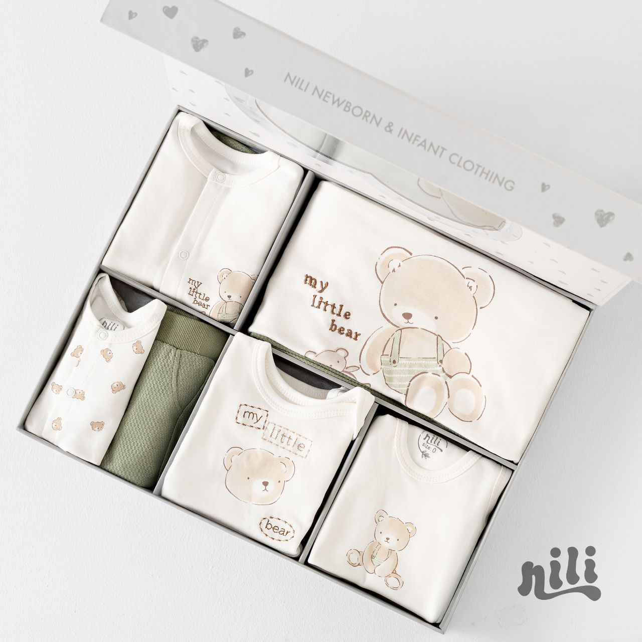 ست لباس سیزده ۱۳ تیکه نوزادی نیلی nili طرح تدی