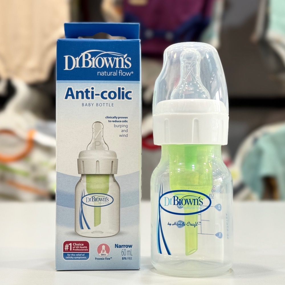 شیشه شیر طلقی ۶۰ میل باریک دکتر براون(براونز) Dr browns با سرشیشه نیم قطره یا P