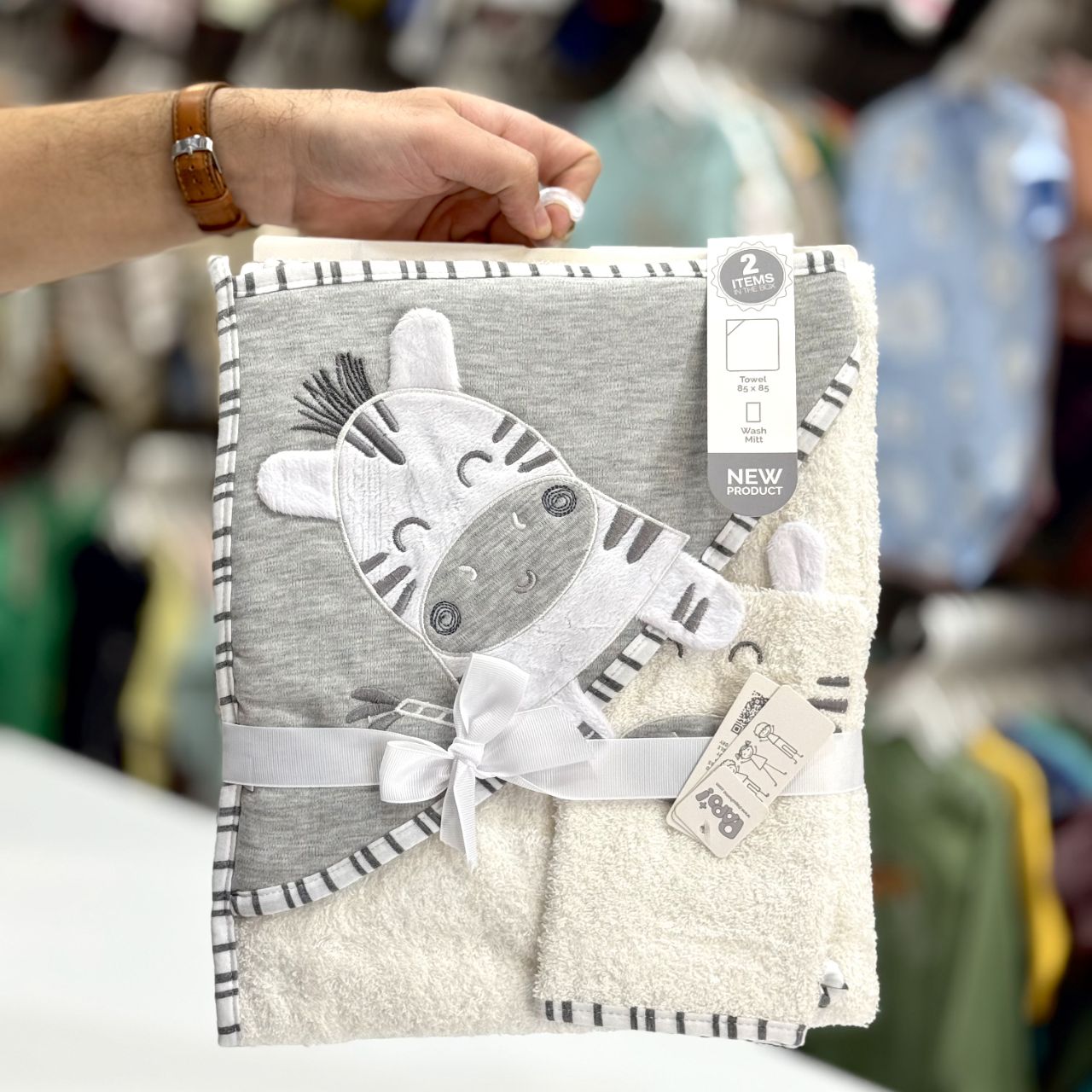 سرویس حوله 2 تیکه پاپو ۱۰۰٪ نخ پنبه طرح گورخر papo