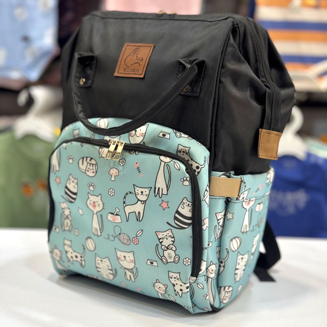 کیف(ساک) لوازم مادر الیرا elira مدل کوله ای طرح گربه