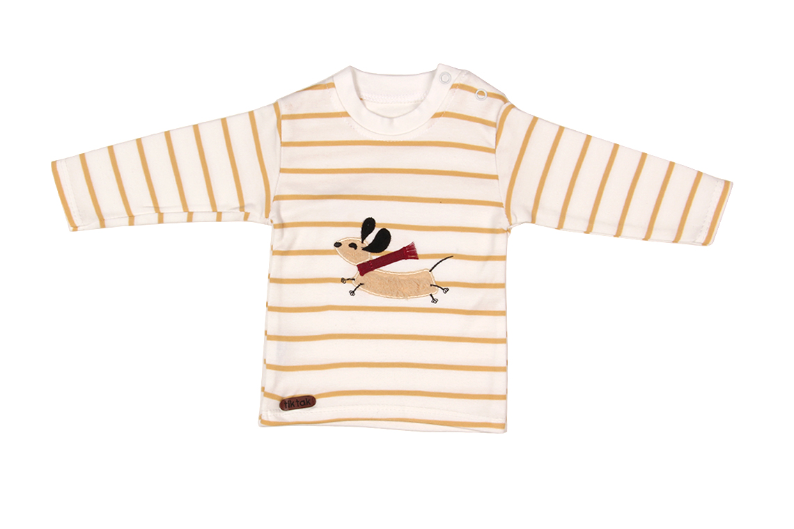 آستین بلند طرح سگ پا کوتاه پسرانه لباس خانگی برند تیک تاک برگ سبز(آشور)