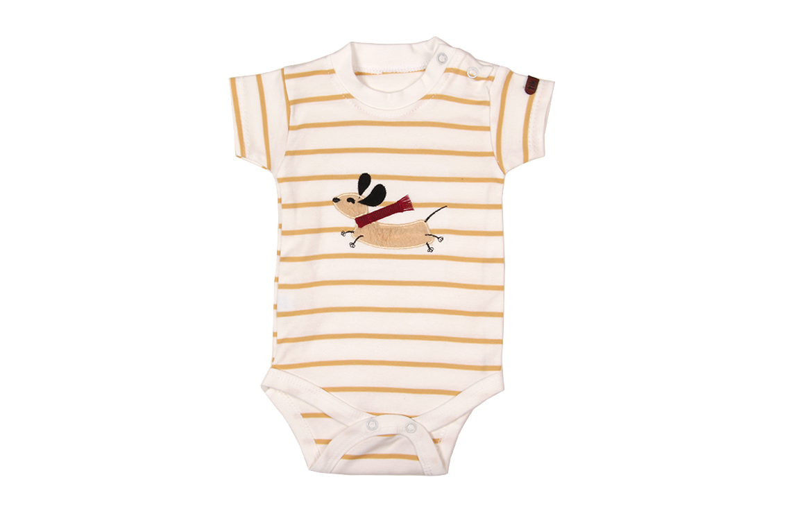 زیردکمه آستین کوتاه طرح سگ پا کوتاه پسرانه لباس خانگی برند تیک تاک برگ سبز(آشور)