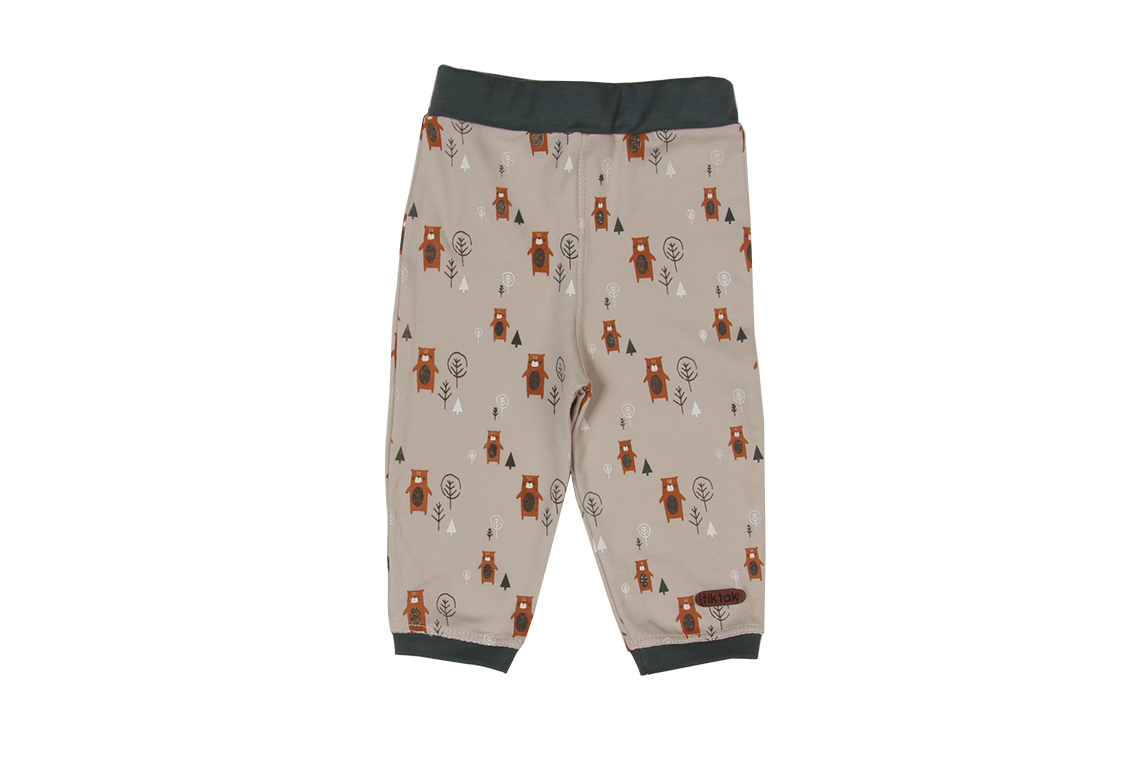 شلوار طرح خرس گریزلی پسرانه لباس خانگی برند تیک تاک برگ سبز(آشور)