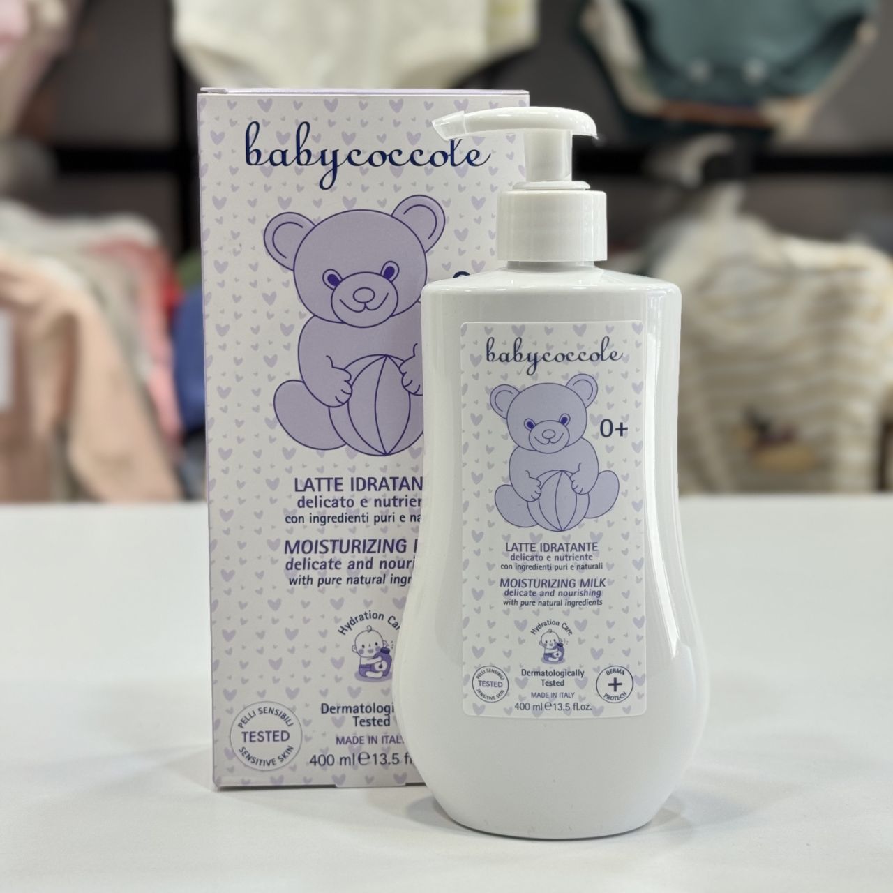 لوسیون مرطوب کننده بدن کودک 400 میل بی بی کوکول babycoccole بنفش اورجینال ایتالیا