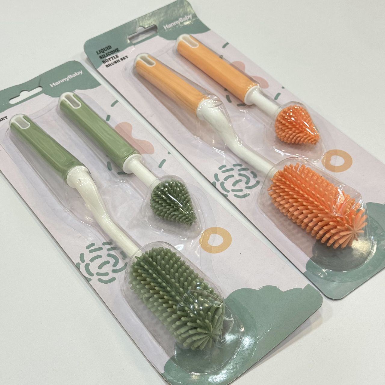 ست برس شستشو شیشه شیر سیلیکونی دوتایی