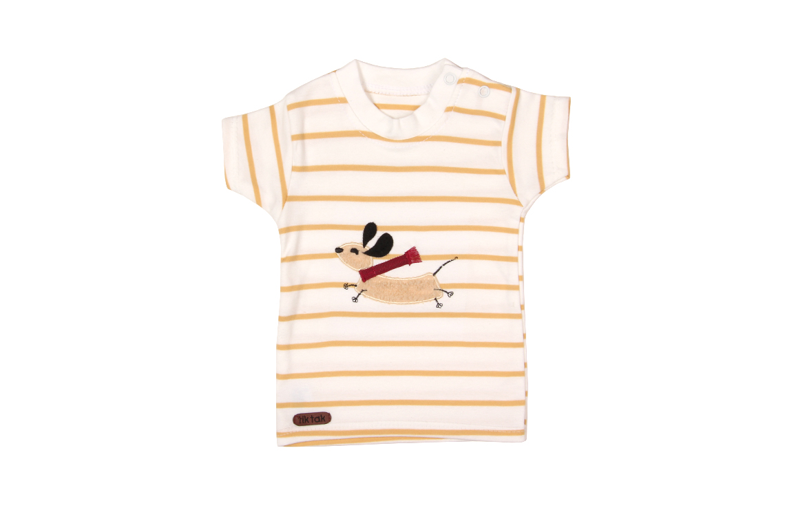 آستین کوتاه طرح سگ پا کوتاه پسرانه لباس خانگی برند تیک تاک برگ سبز(آشور)