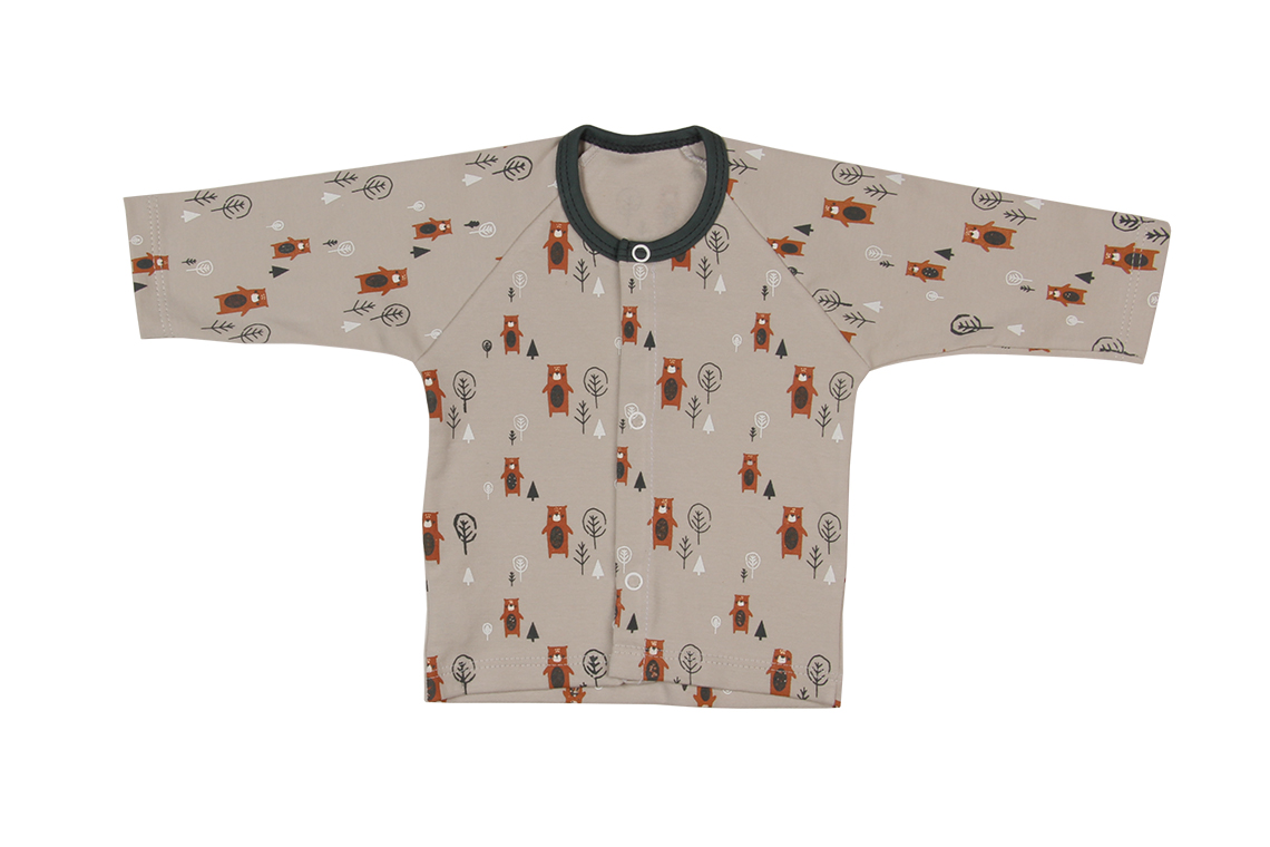 مانتو طرح خرس گریزلی پسرانه لباس خانگی برند تیک تاک برگ سبز(آشور)