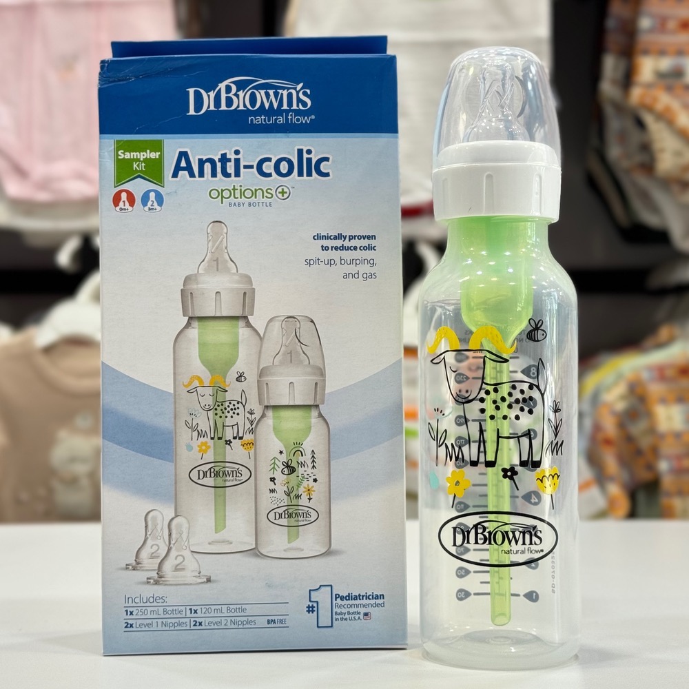 شیشه شیر دونه ای دکتر براون طرح دار حجم ۲۵۰ میل دهانه باریک شماره ۱ Dr Browns