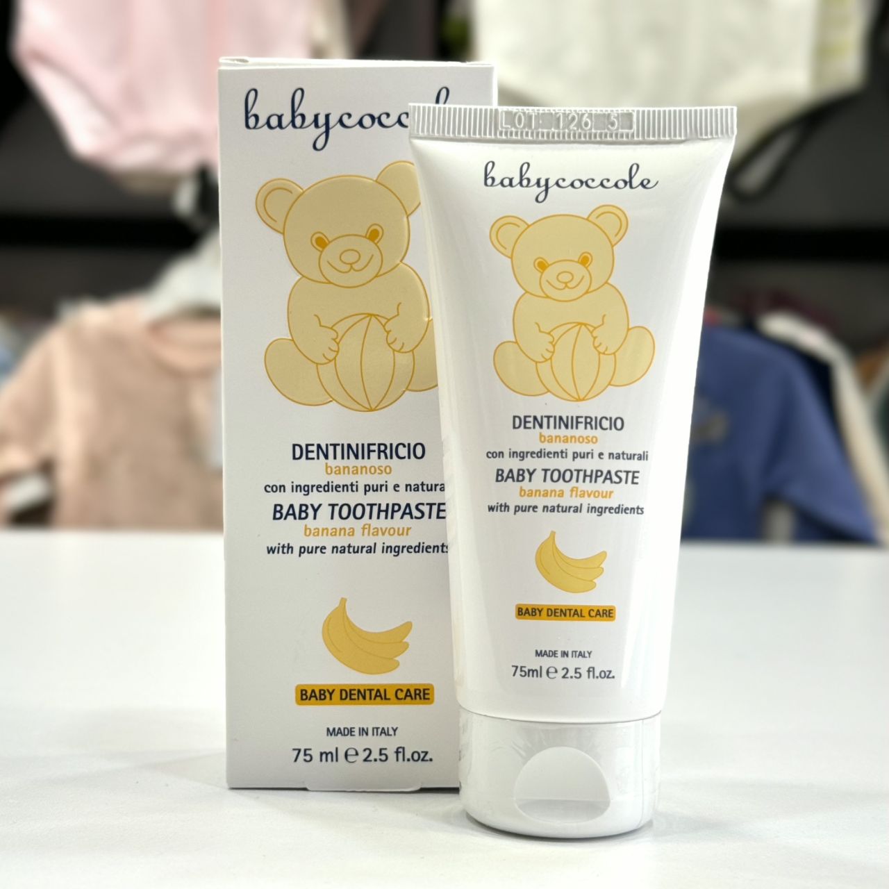 خمیر دندان کودک ۷۵ گرمی بی بی کوکول babycoccole اورجینال ایتالیا طمع موز