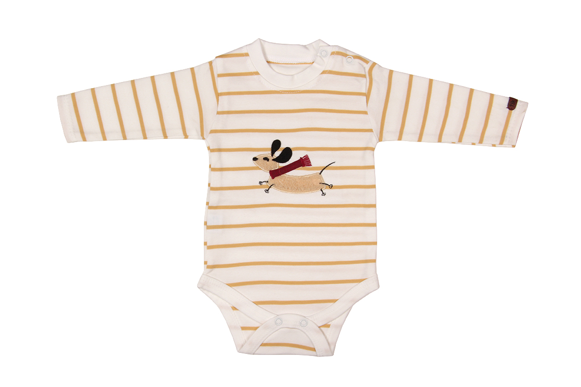 زیردکمه آستین بلند طرح سگ پا کوتاه پسرانه لباس خانگی برند تیک تاک برگ سبز(آشور)