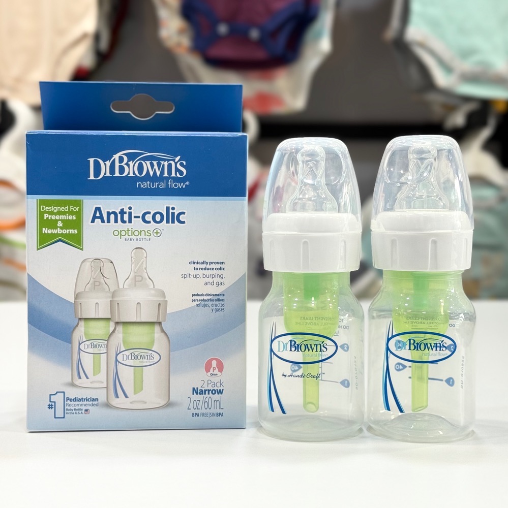 شیشه شیر دونه ای طلقی ۶۰ میل باریک دکتر براون(براونز) Dr browns با سرشیشه نیم قطره یا P
